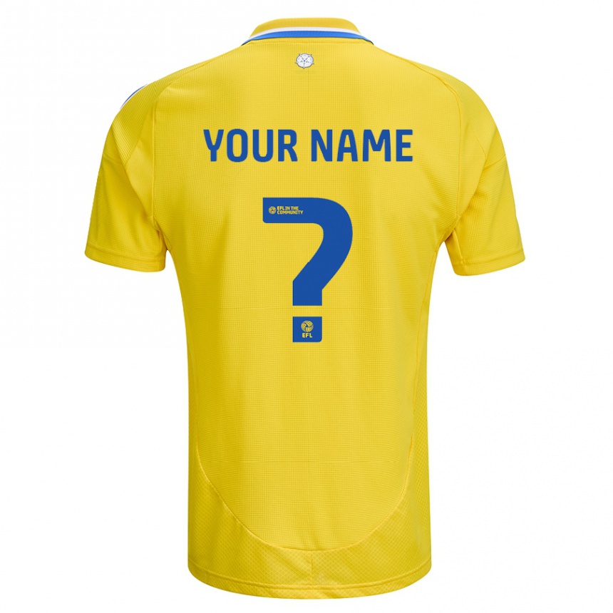 Enfant Football Maillot Votre Nom #0 Jaune Bleu Tenues Extérieur 2024/25 Canada