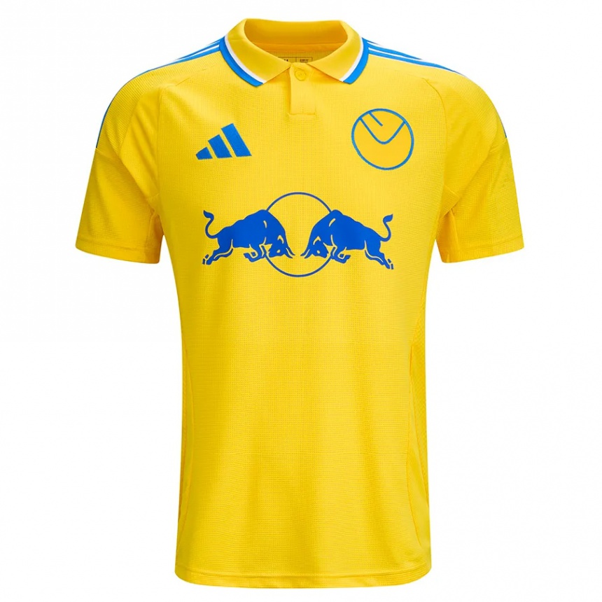 Enfant Football Maillot Votre Nom #0 Jaune Bleu Tenues Extérieur 2024/25 Canada