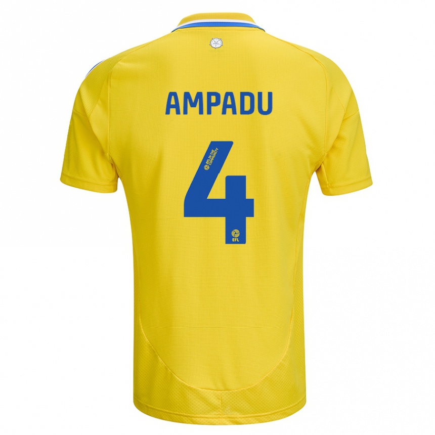 Enfant Football Maillot Ethan Ampadu #4 Jaune Bleu Tenues Extérieur 2024/25 Canada