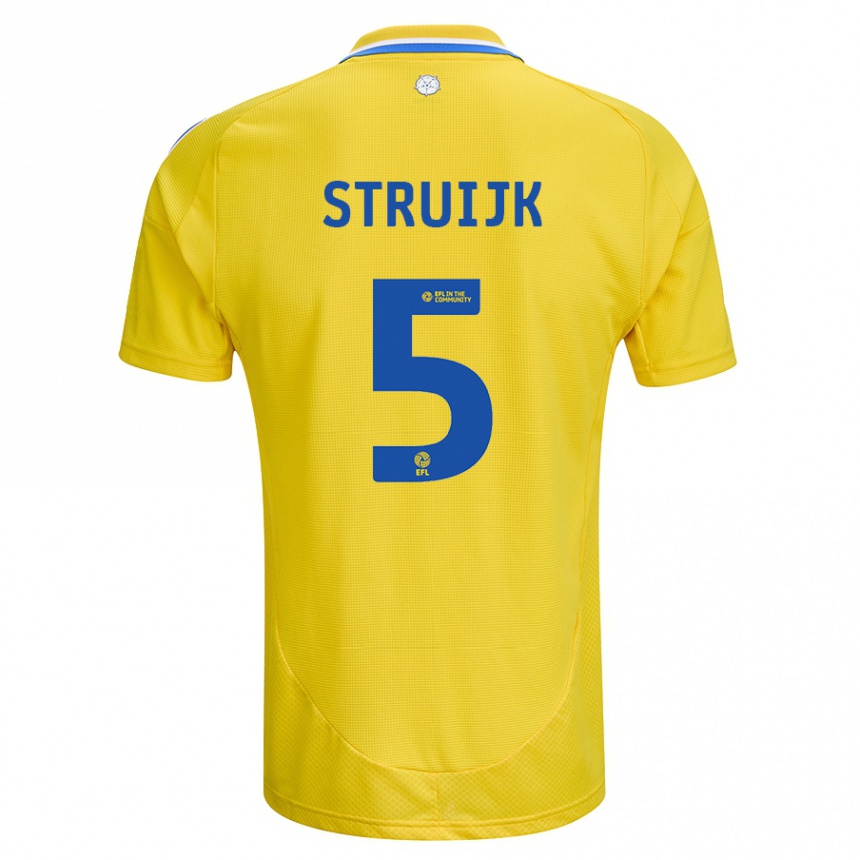 Kids Football Pascal Struijk #5 Yellow Blue Away Jersey 2024/25 T-Shirt Canada