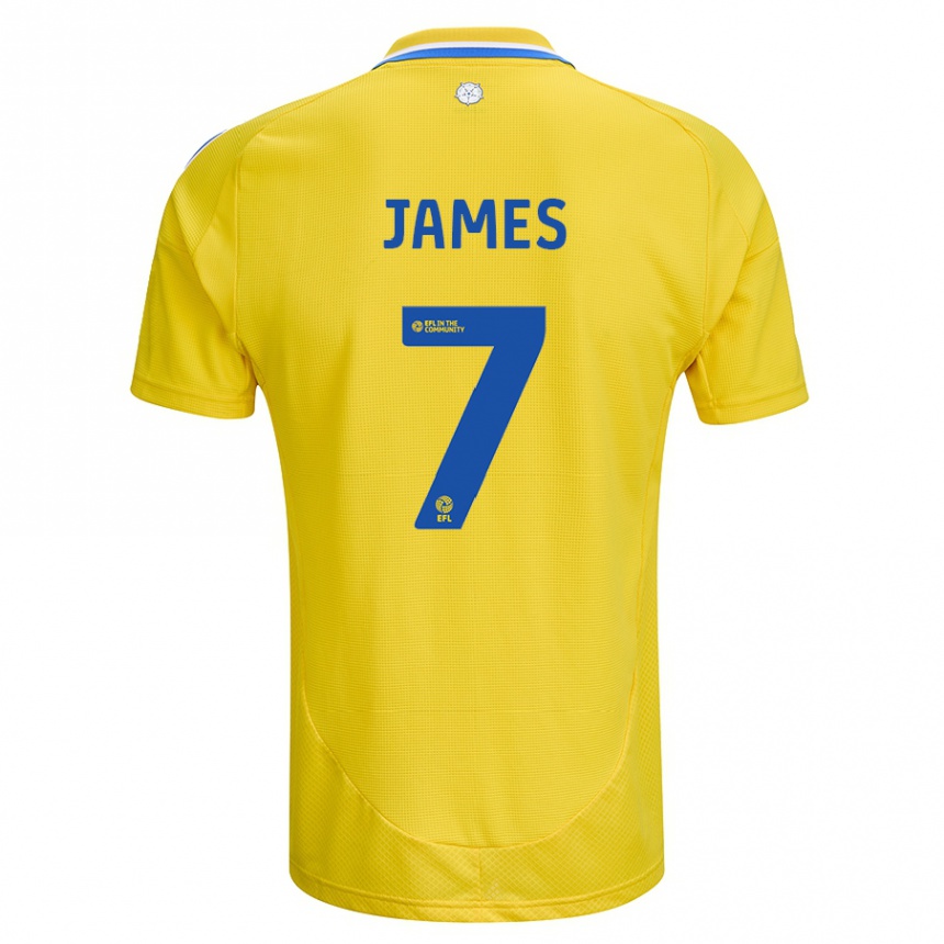 Kids Football Daniel James #7 Yellow Blue Away Jersey 2024/25 T-Shirt Canada