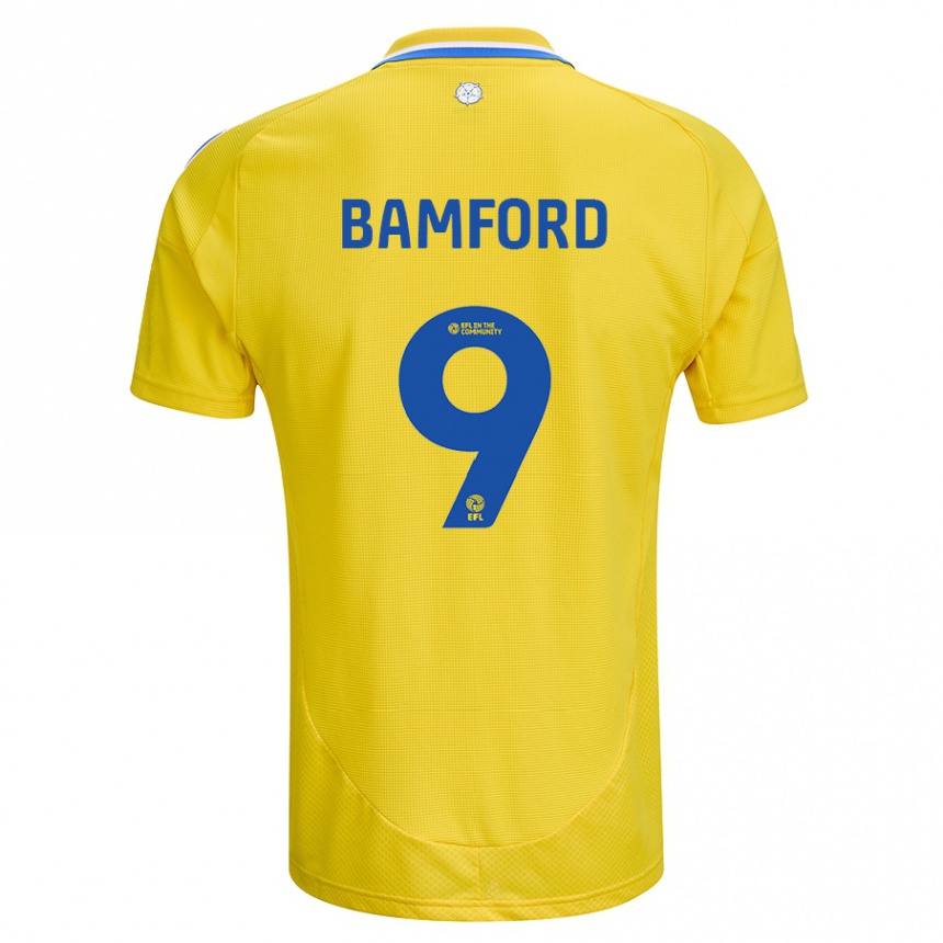 Kids Football Patrick Bamford #9 Yellow Blue Away Jersey 2024/25 T-Shirt Canada