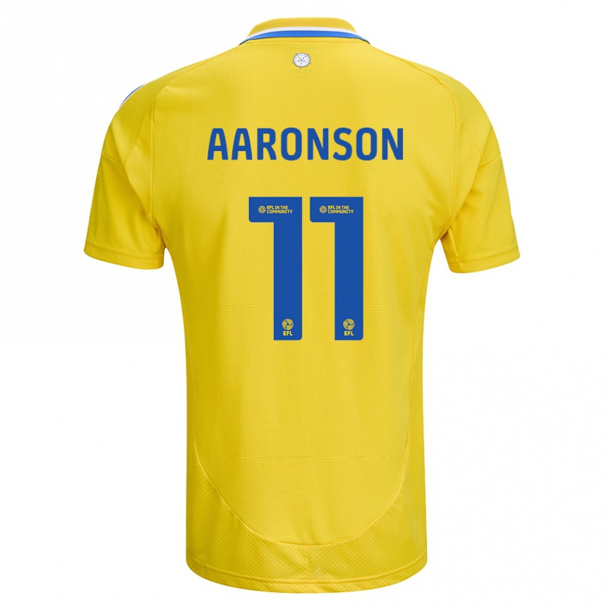 Kids Football Brenden Aaronson #11 Yellow Blue Away Jersey 2024/25 T-Shirt Canada