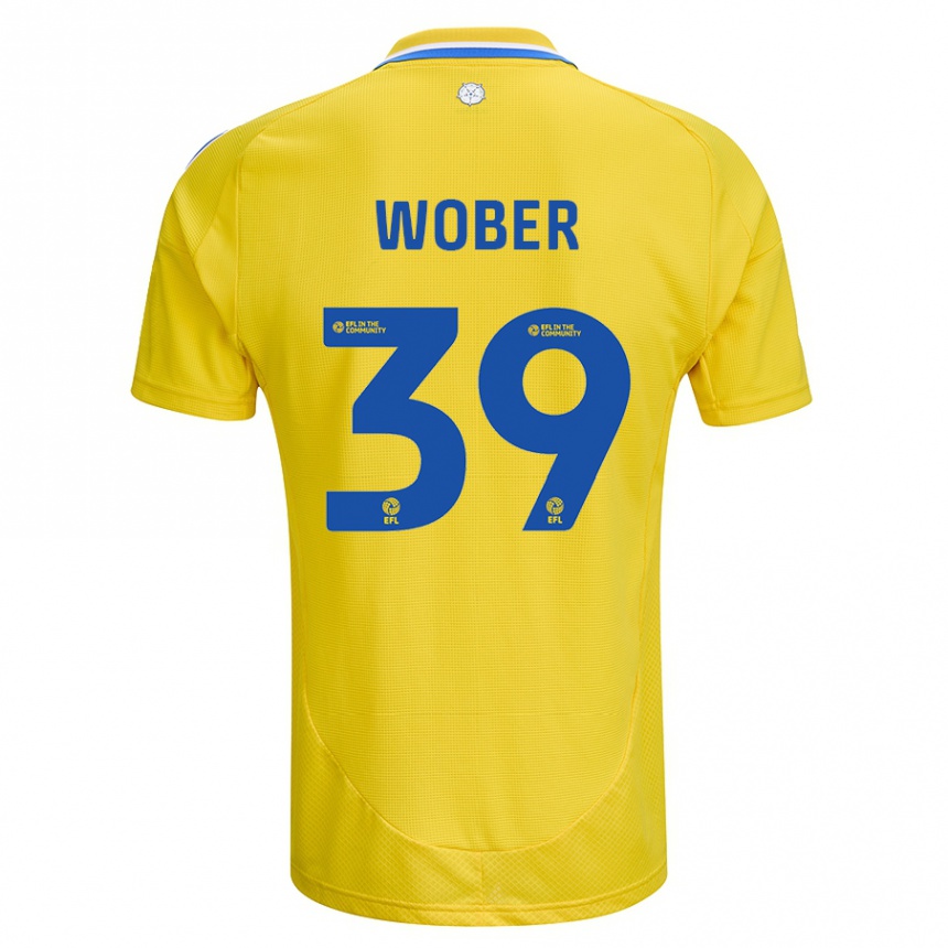 Kids Football Maximilian Wöber #39 Yellow Blue Away Jersey 2024/25 T-Shirt Canada