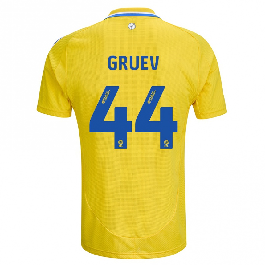 Kids Football Ilia Gruev #44 Yellow Blue Away Jersey 2024/25 T-Shirt Canada