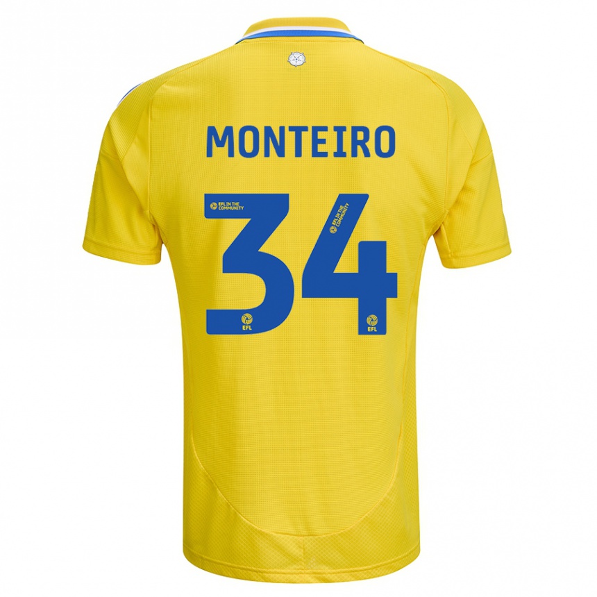 Enfant Football Maillot Diogo Monteiro #34 Jaune Bleu Tenues Extérieur 2024/25 Canada