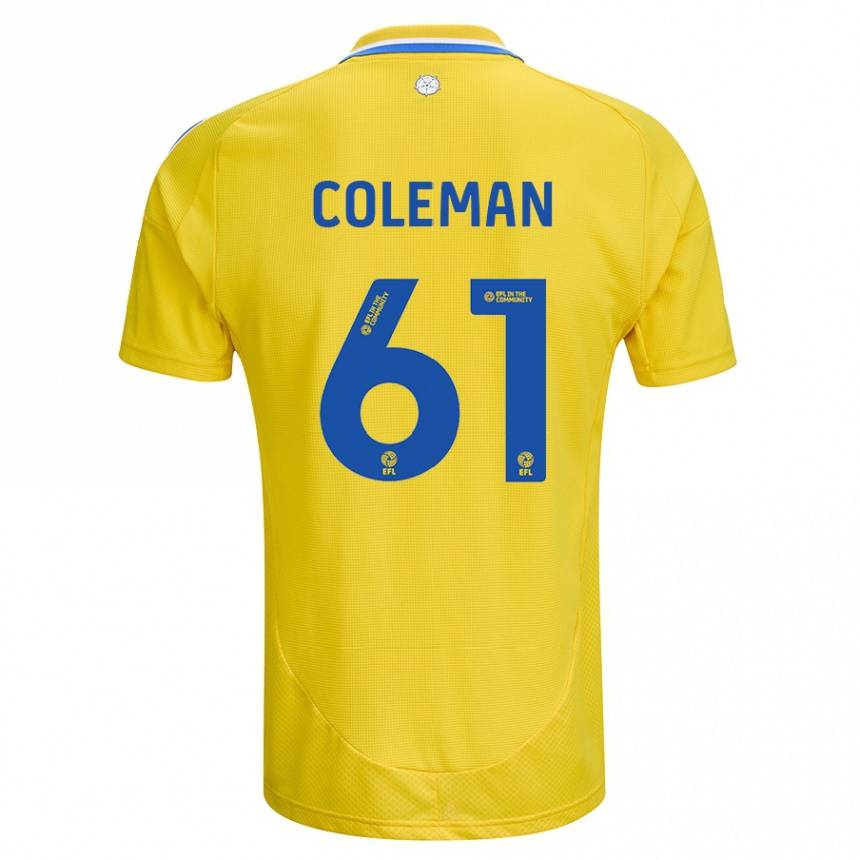 Kids Football Cian Coleman #61 Yellow Blue Away Jersey 2024/25 T-Shirt Canada