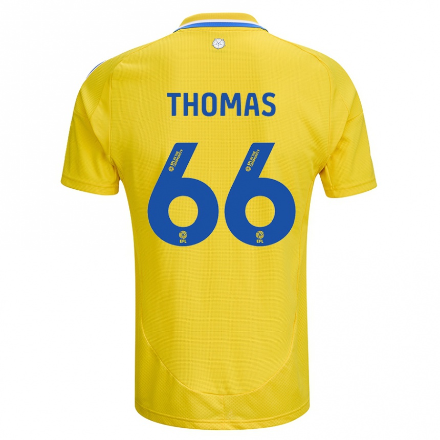 Kids Football Luca Thomas #66 Yellow Blue Away Jersey 2024/25 T-Shirt Canada