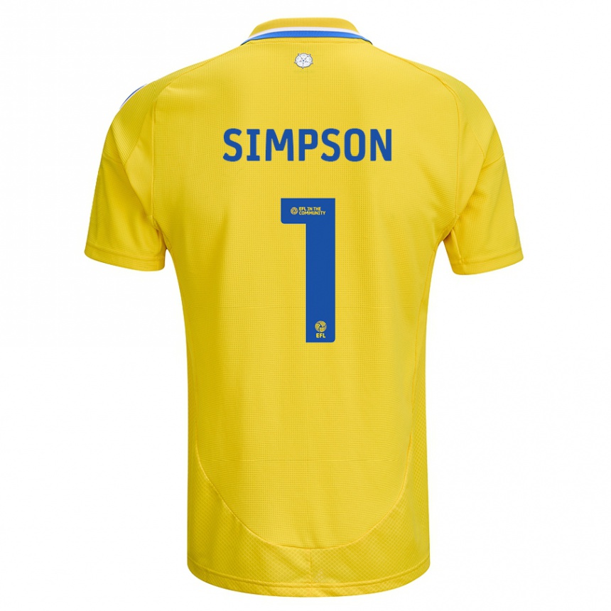 Kids Football Carrie Simpson #1 Yellow Blue Away Jersey 2024/25 T-Shirt Canada