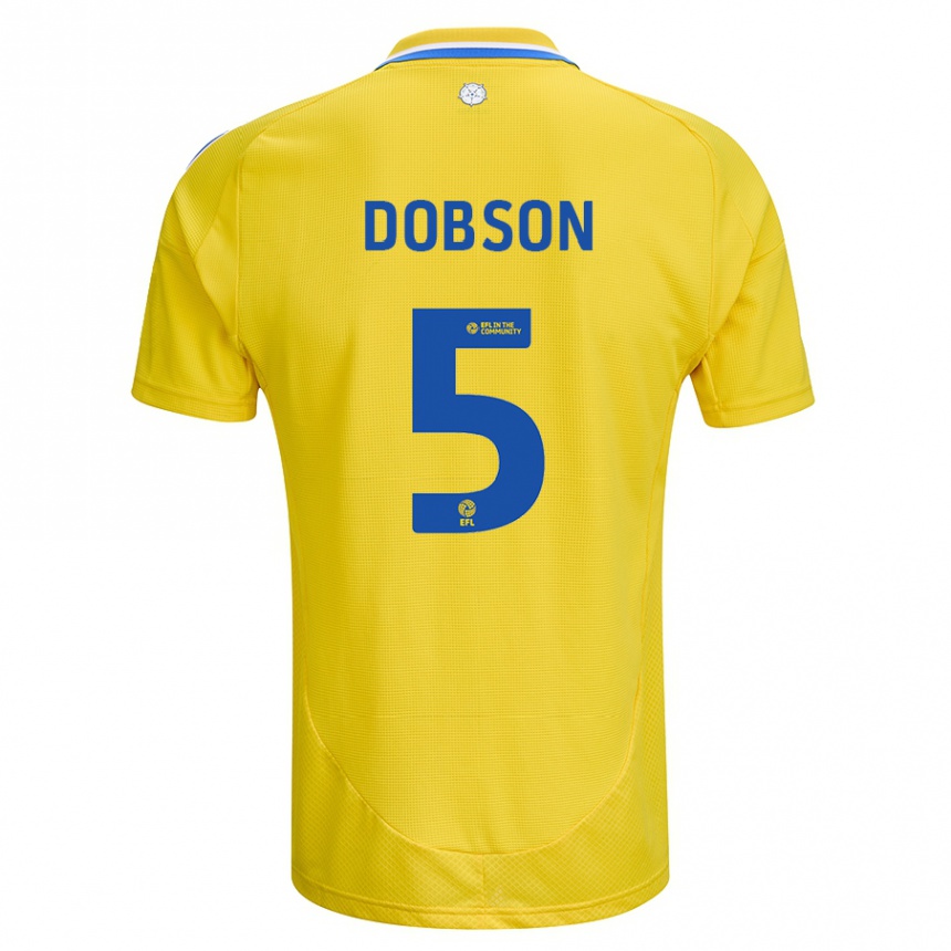 Kids Football Ellie Dobson #5 Yellow Blue Away Jersey 2024/25 T-Shirt Canada