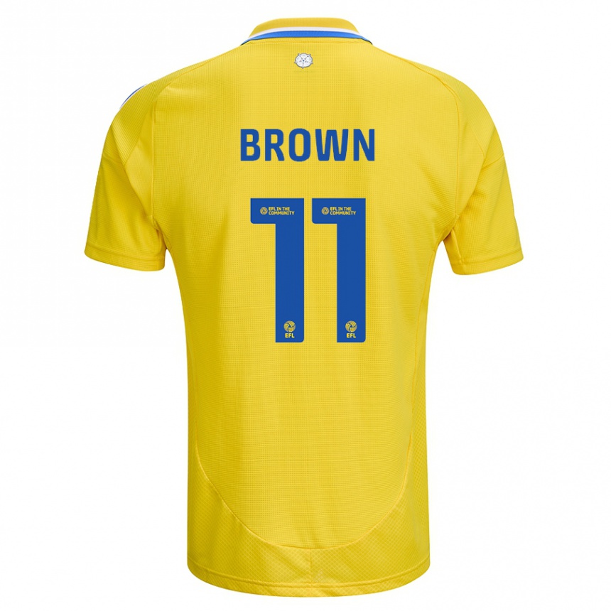 Kids Football Abbie Brown #11 Yellow Blue Away Jersey 2024/25 T-Shirt Canada