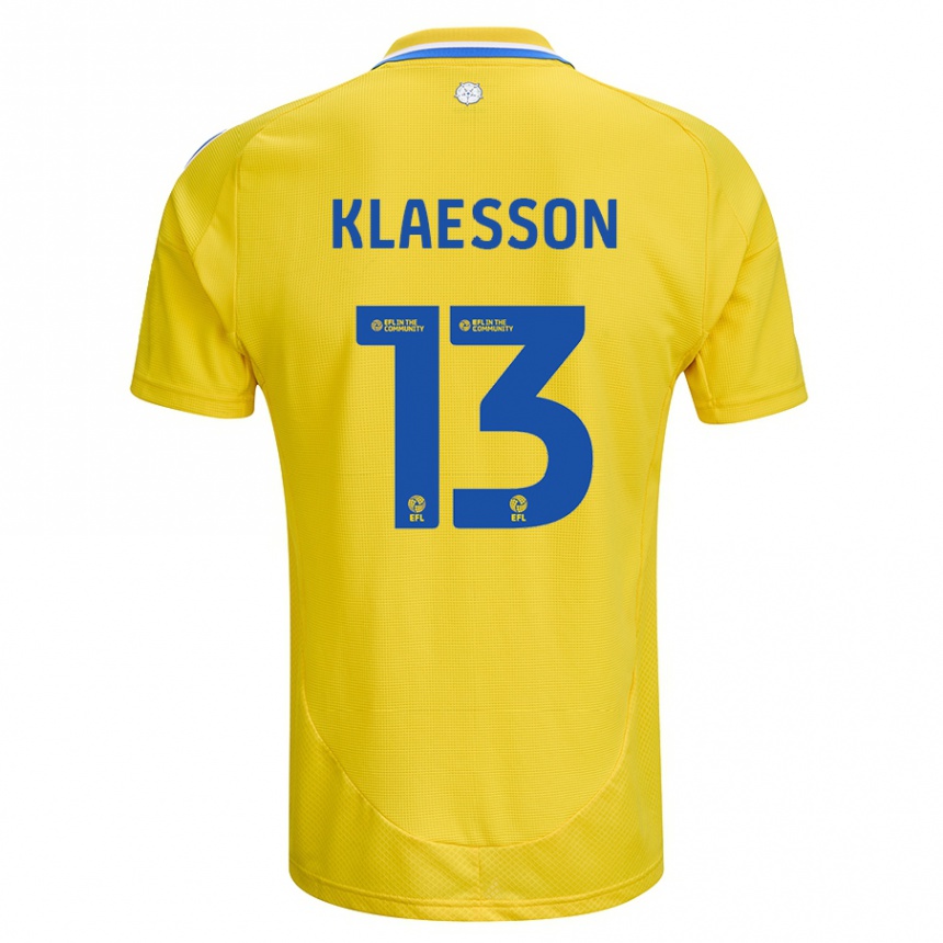 Kids Football Kristoffer Klaesson #13 Yellow Blue Away Jersey 2024/25 T-Shirt Canada