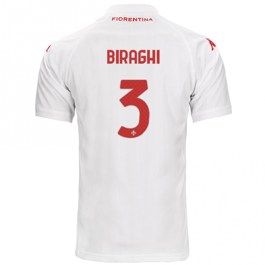 Kids Football Cristiano Biraghi #3 White Away Jersey 2024/25 T-Shirt Canada