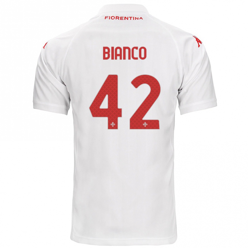 Kids Football Alessandro Bianco #42 White Away Jersey 2024/25 T-Shirt Canada