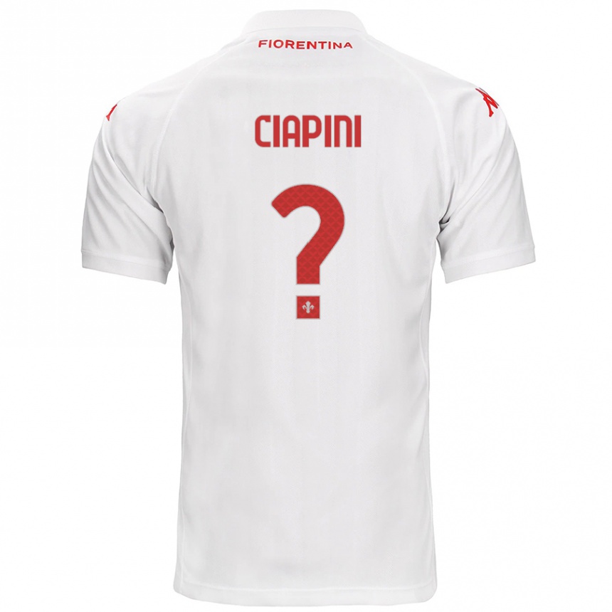 Kids Football Adriano Ciapini #0 White Away Jersey 2024/25 T-Shirt Canada