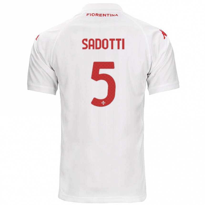 Enfant Football Maillot Edoardo Sadotti #5 Blanc Tenues Extérieur 2024/25 Canada