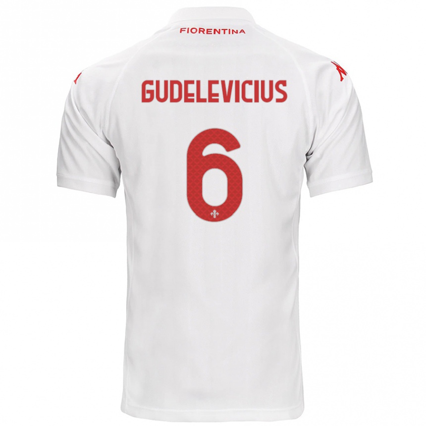 Kids Football Ernestas Gudelevicius #6 White Away Jersey 2024/25 T-Shirt Canada