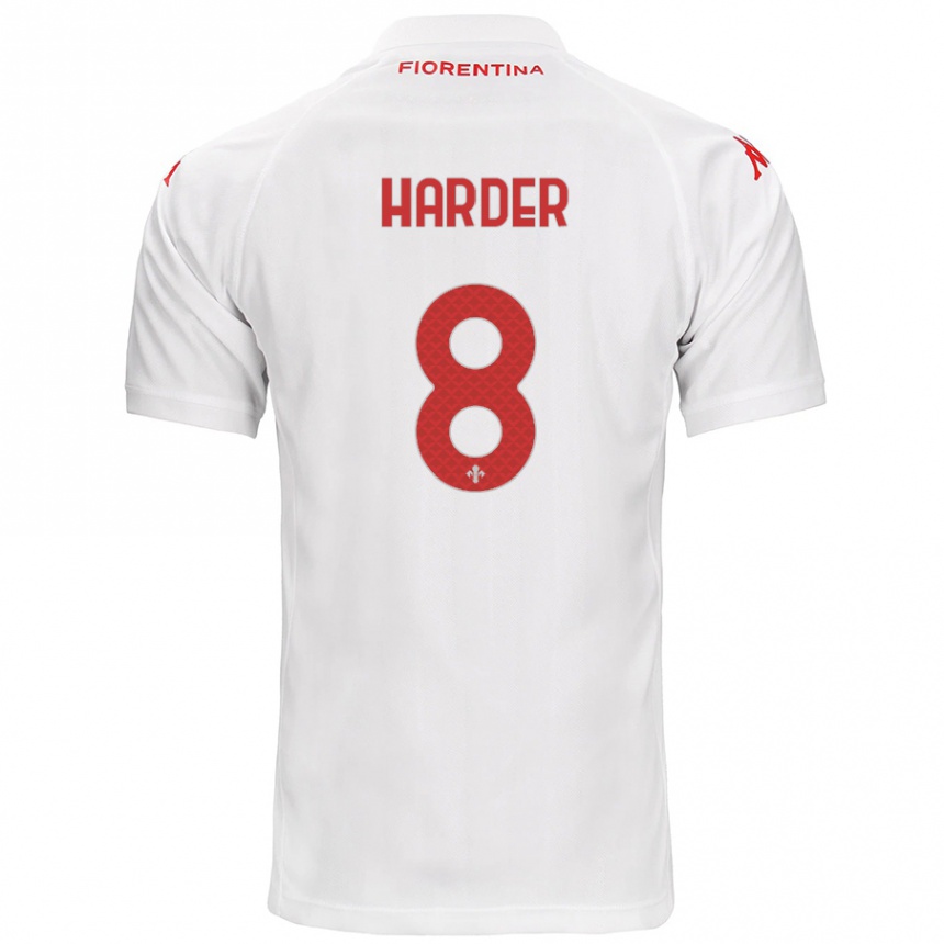 Kids Football Jonas Harder #8 White Away Jersey 2024/25 T-Shirt Canada