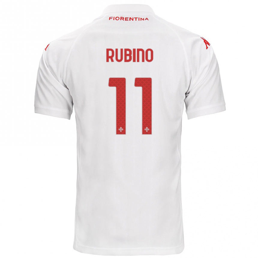 Kids Football Tommaso Rubino #11 White Away Jersey 2024/25 T-Shirt Canada