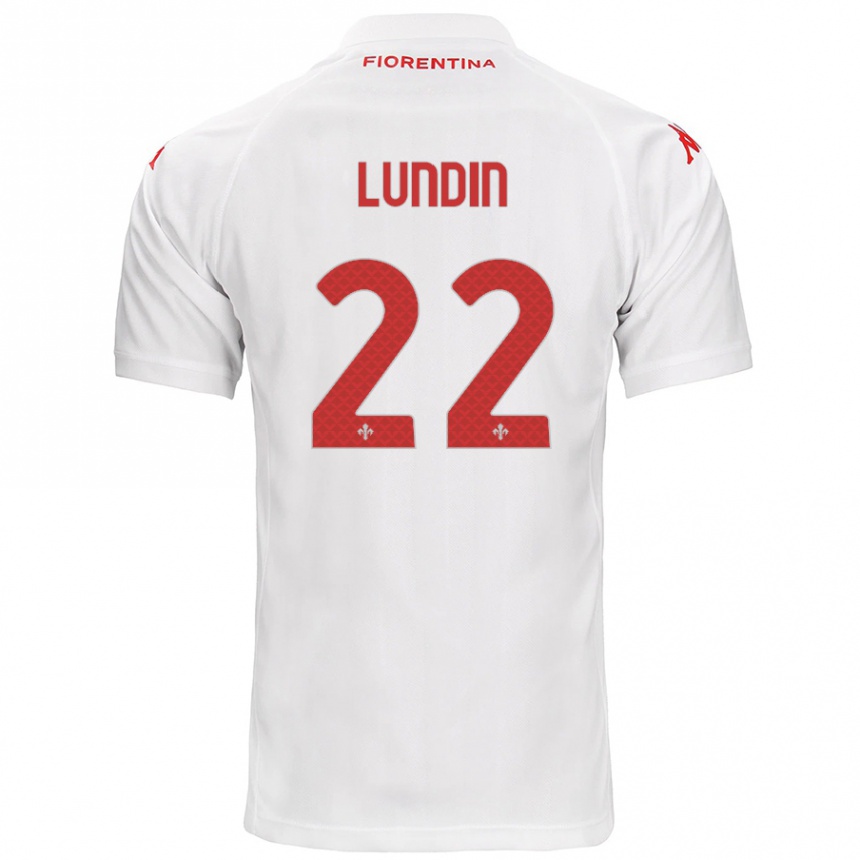 Kids Football Karin Lundin #22 White Away Jersey 2024/25 T-Shirt Canada