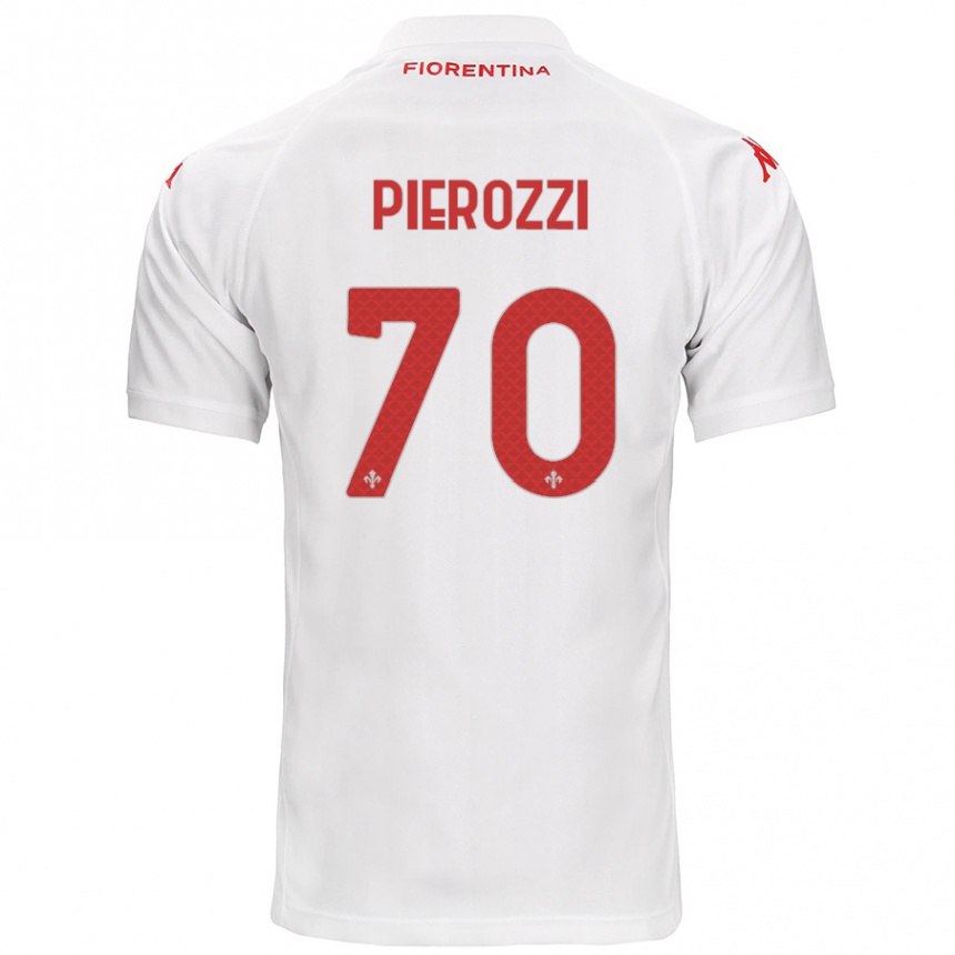 Kids Football Niccolò Pierozzi #70 White Away Jersey 2024/25 T-Shirt Canada