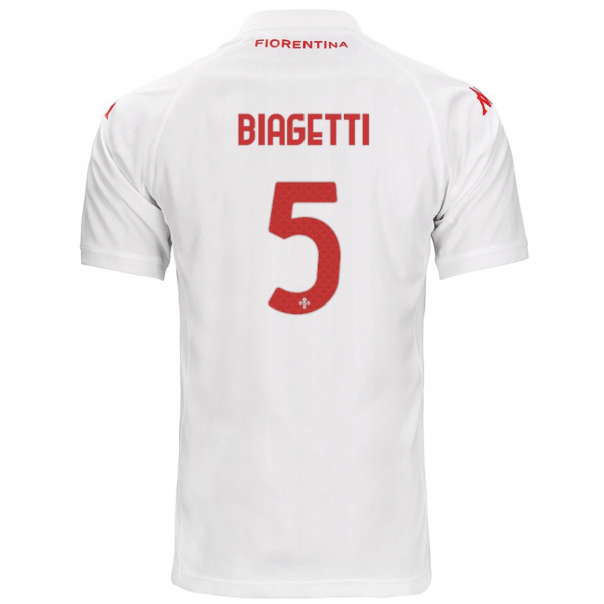 Enfant Football Maillot Christian Biagetti #5 Blanc Tenues Extérieur 2024/25 Canada