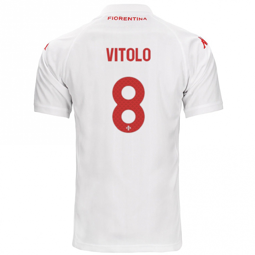 Kids Football Federico Vitolo #8 White Away Jersey 2024/25 T-Shirt Canada