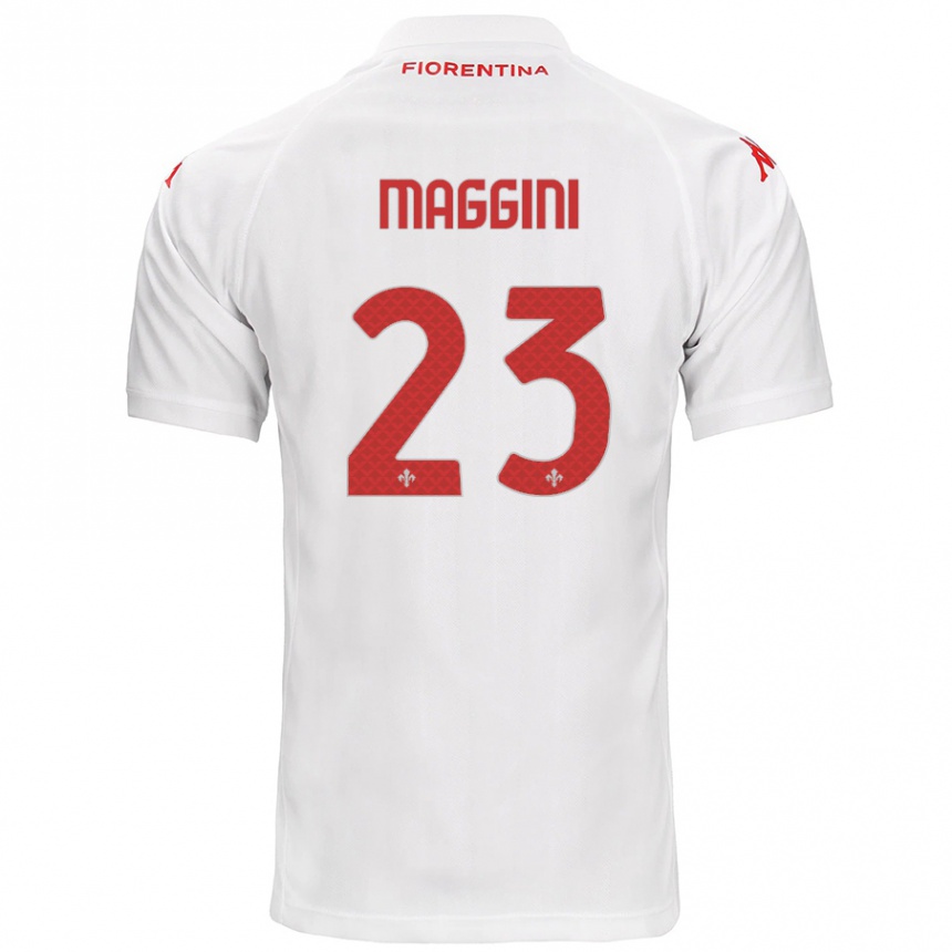 Kids Football Filippo Maggini #23 White Away Jersey 2024/25 T-Shirt Canada