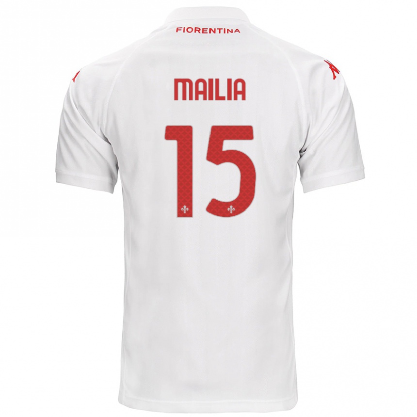 Kids Football Siria Mailia #15 White Away Jersey 2024/25 T-Shirt Canada