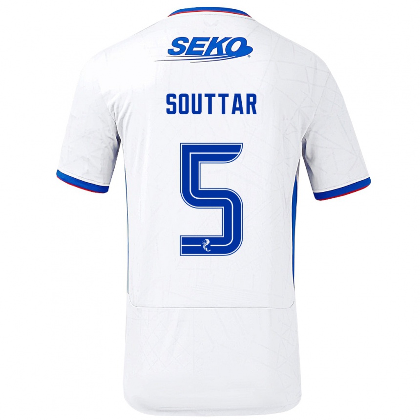 Enfant Football Maillot John Souttar #5 Blanc Bleu Tenues Extérieur 2024/25 Canada