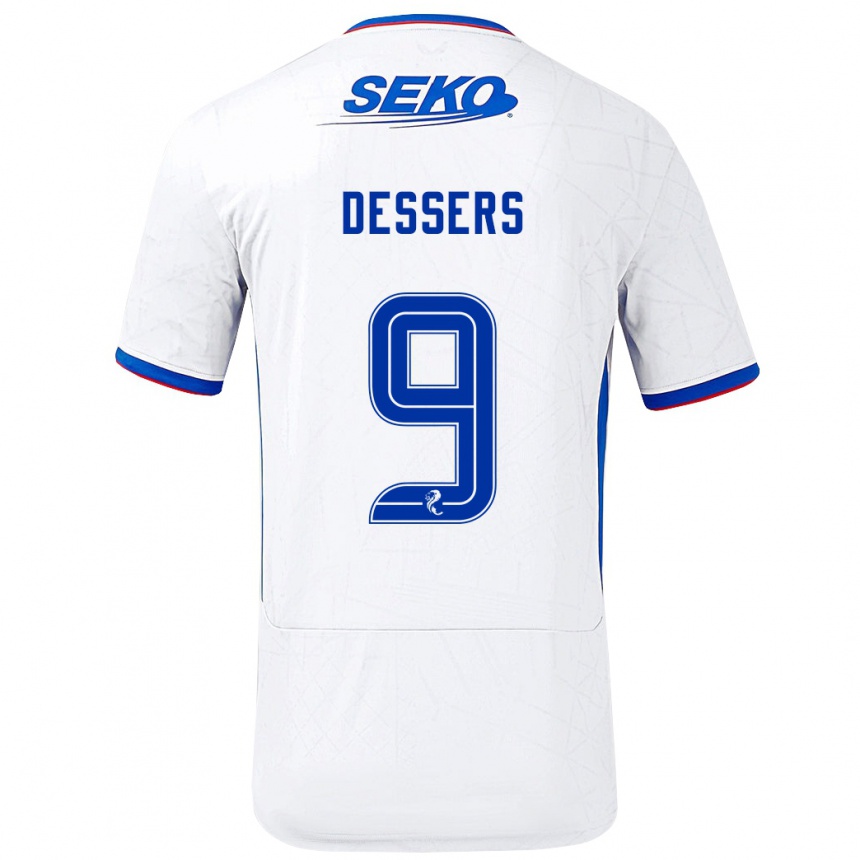 Enfant Football Maillot Cyriel Dessers #9 Blanc Bleu Tenues Extérieur 2024/25 Canada