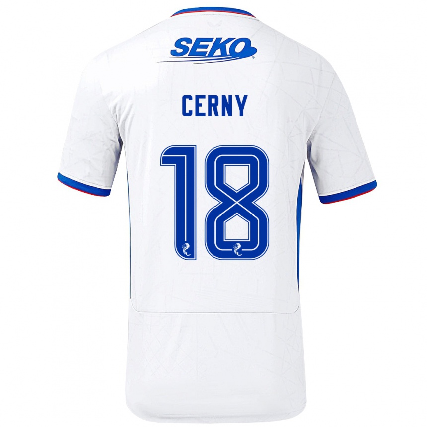 Kids Football Vaclav Cerny #18 White Blue Away Jersey 2024/25 T-Shirt Canada