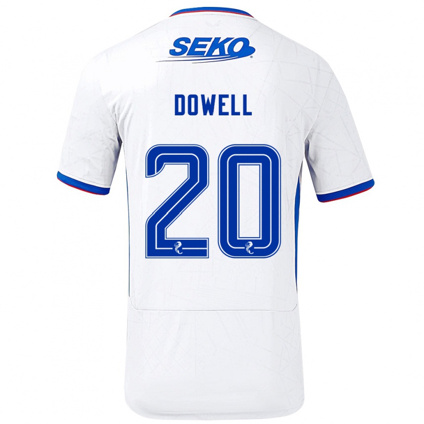 Enfant Football Maillot Kieran Dowell #20 Blanc Bleu Tenues Extérieur 2024/25 Canada