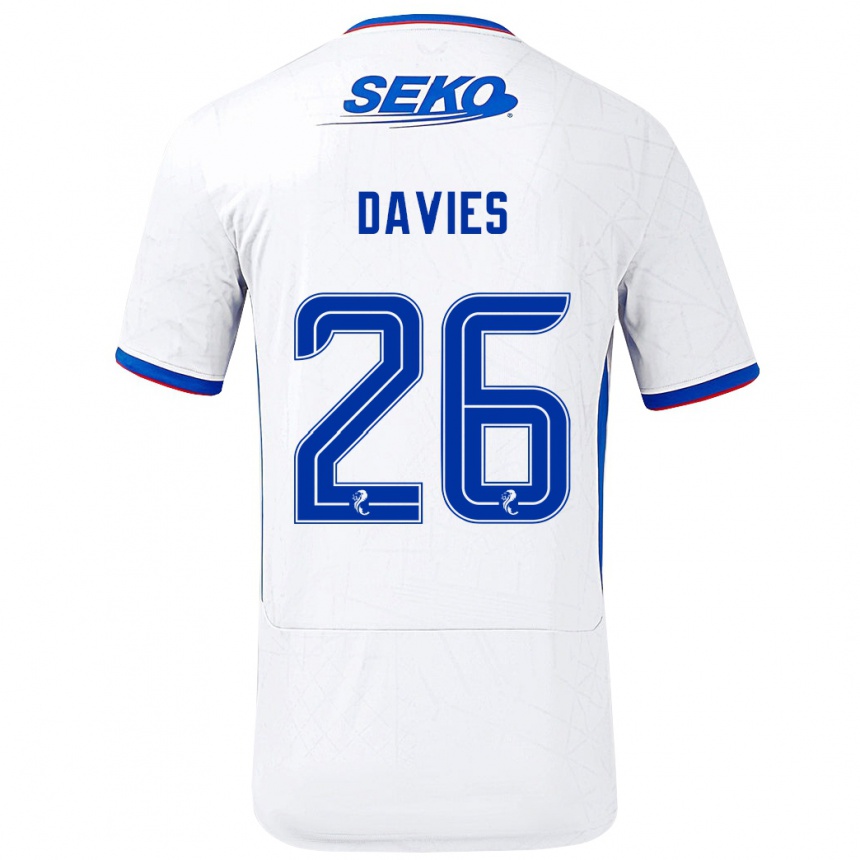 Enfant Football Maillot Ben Davies #26 Blanc Bleu Tenues Extérieur 2024/25 Canada