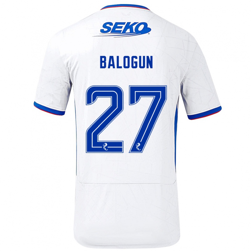 Kids Football Leon Balogun #27 White Blue Away Jersey 2024/25 T-Shirt Canada