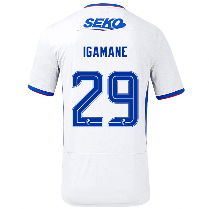 Kids Football Hamza Igamane #29 White Blue Away Jersey 2024/25 T-Shirt Canada