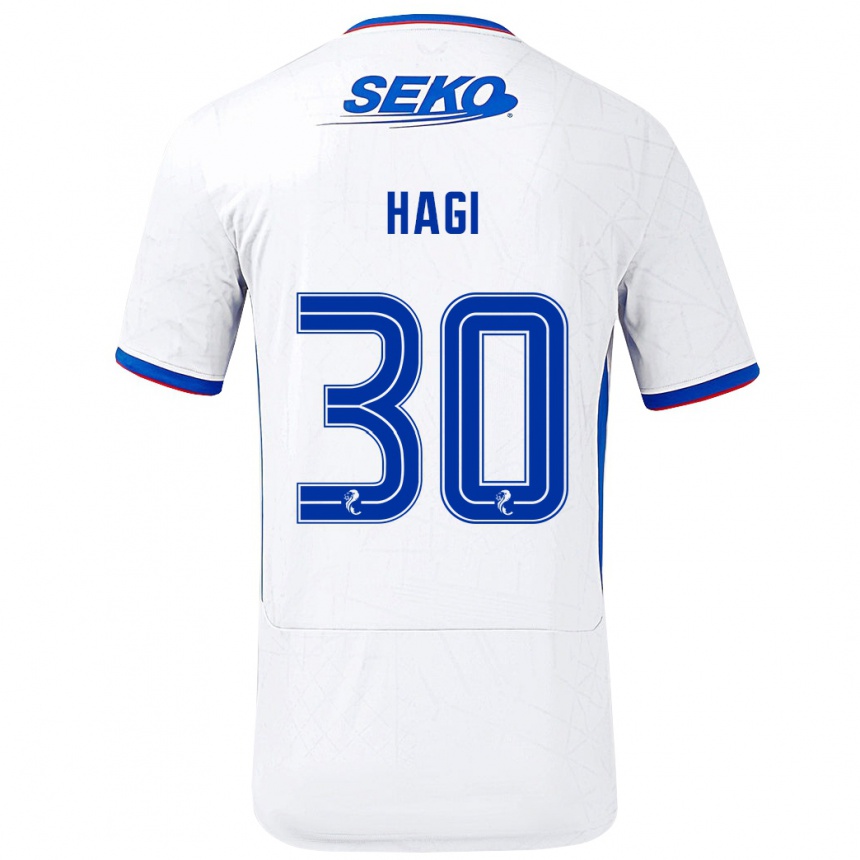 Kids Football Ianis Hagi #30 White Blue Away Jersey 2024/25 T-Shirt Canada