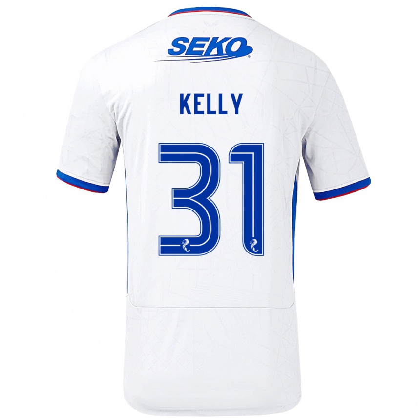 Kids Football Liam Kelly #31 White Blue Away Jersey 2024/25 T-Shirt Canada