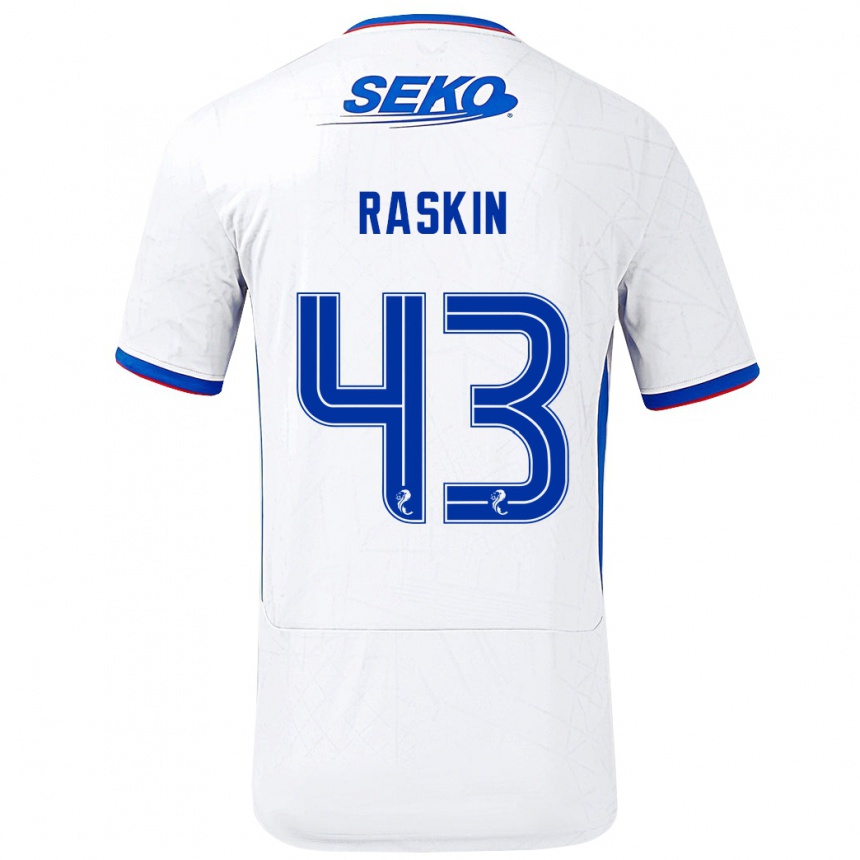 Kids Football Nicolas Raskin #43 White Blue Away Jersey 2024/25 T-Shirt Canada