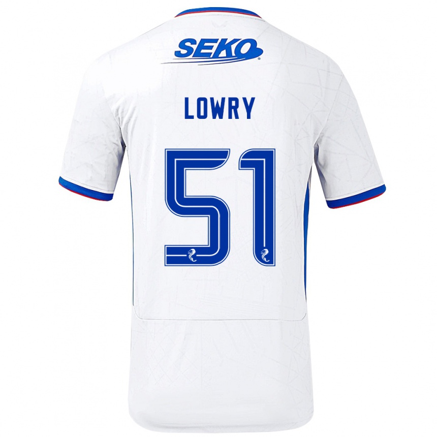 Kids Football Alex Lowry #51 White Blue Away Jersey 2024/25 T-Shirt Canada