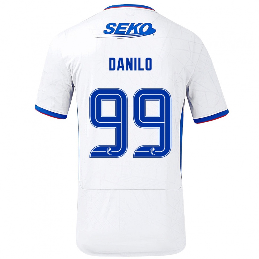 Enfant Football Maillot Danilo #99 Blanc Bleu Tenues Extérieur 2024/25 Canada