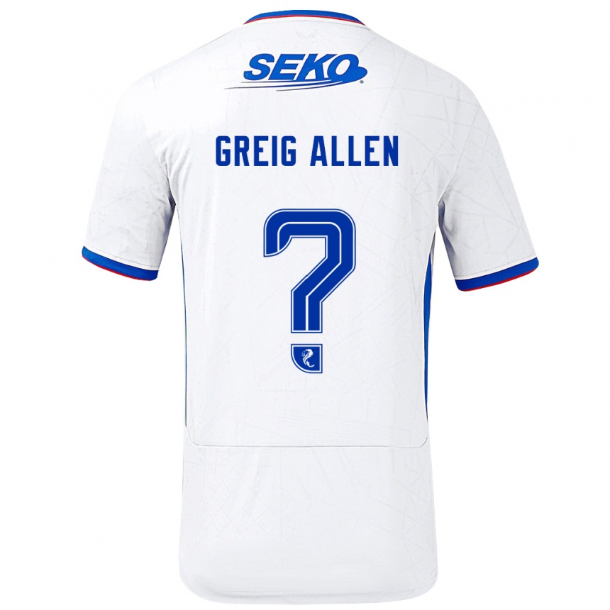 Kids Football Greig Allen #0 White Blue Away Jersey 2024/25 T-Shirt Canada