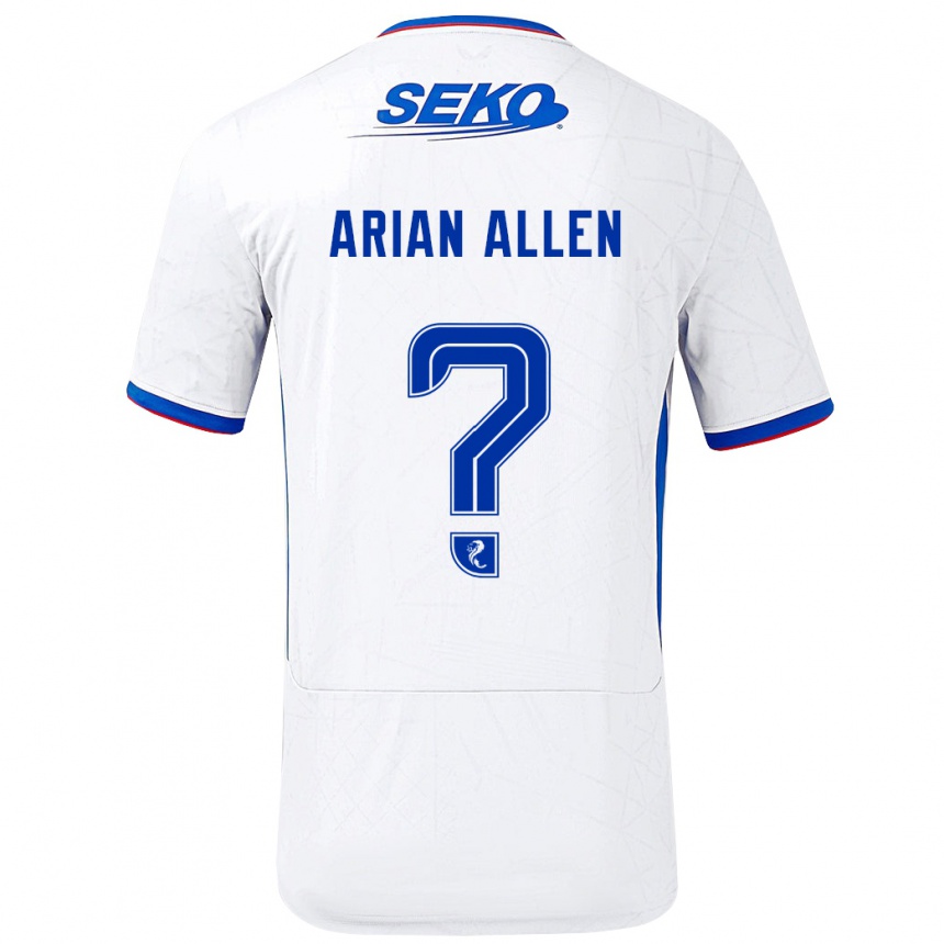 Kids Football Arian Allen #0 White Blue Away Jersey 2024/25 T-Shirt Canada