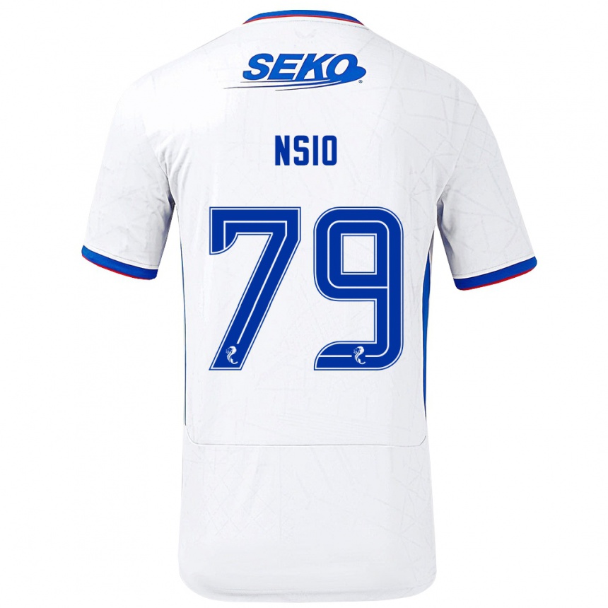 Kids Football Paul Nsio #79 White Blue Away Jersey 2024/25 T-Shirt Canada