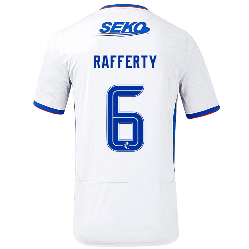 Enfant Football Maillot Laura Rafferty #6 Blanc Bleu Tenues Extérieur 2024/25 Canada