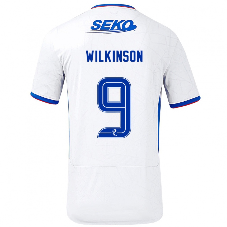 Kids Football Katie Wilkinson #9 White Blue Away Jersey 2024/25 T-Shirt Canada