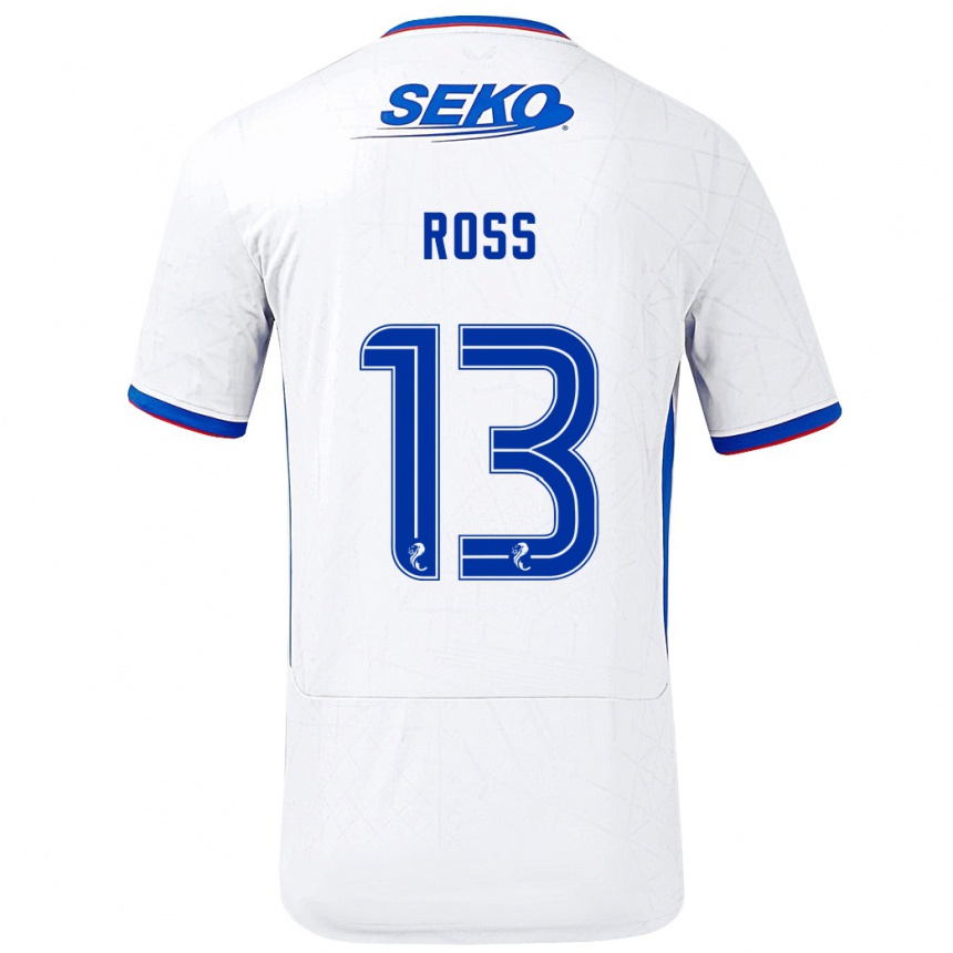 Kids Football Jane Ross #13 White Blue Away Jersey 2024/25 T-Shirt Canada