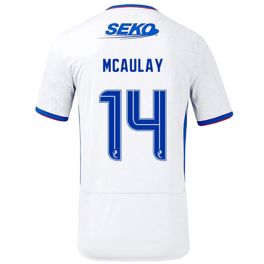 Kids Football Mia Mcaulay #14 White Blue Away Jersey 2024/25 T-Shirt Canada