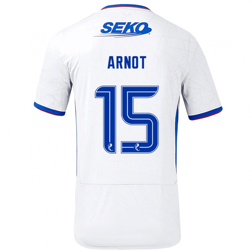 Enfant Football Maillot Elizabeth Arnot #15 Blanc Bleu Tenues Extérieur 2024/25 Canada