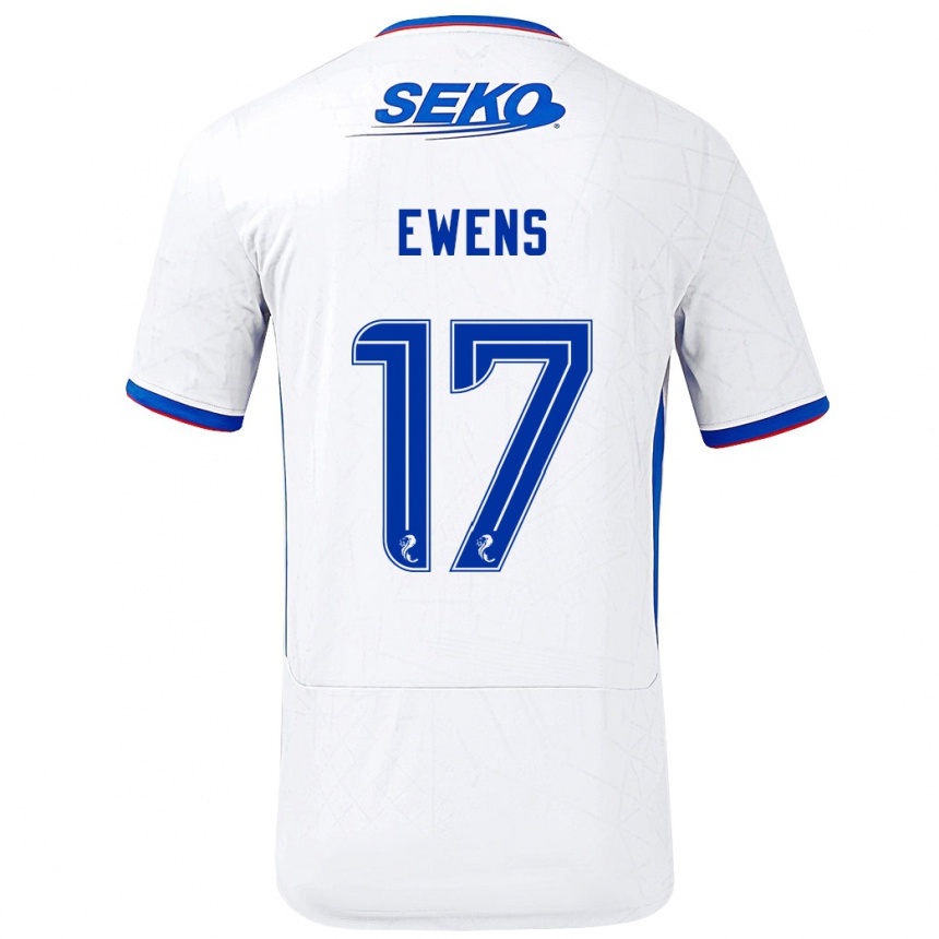 Kids Football Sarah Ewens #17 White Blue Away Jersey 2024/25 T-Shirt Canada